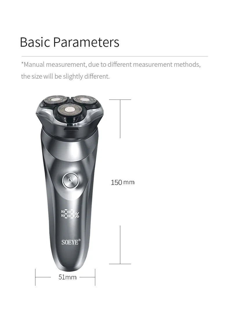 男士电动剃须刀 智能剃须刀 胡须修剪器 IPX7 防水干湿剃须刀 男士剃须刀