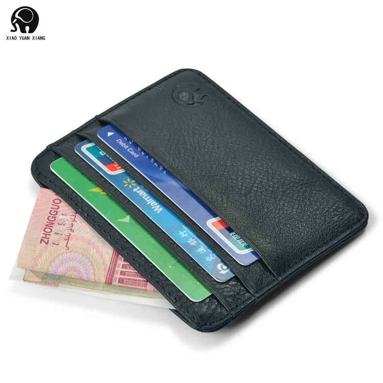 New Thin Genuine Leather Mini Wallet Slim Bank Credit Card Holder Men's Business Small ID Case For Man Purse 6 Slots Cardholder