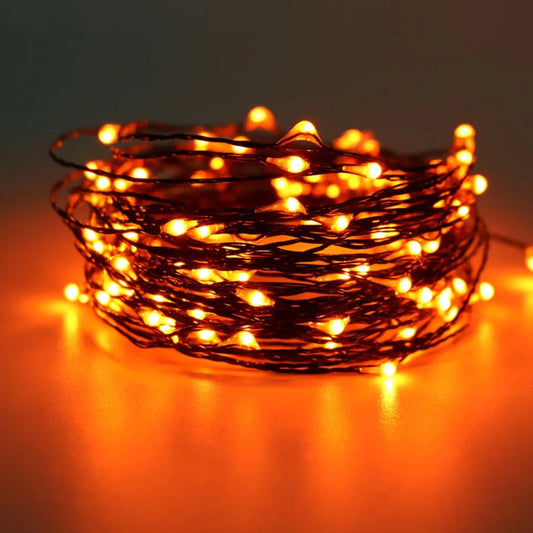 10M 100 LED Lights Decoration Halloween Black Wire Orange Purple Color Halloween Decoration Fairy Lights for Home Decor