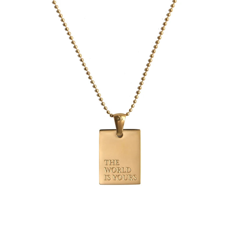 Bulbusbow E.B.belle Stylish Hip Hop Personal Engraved Letter Square Pendant Necklace