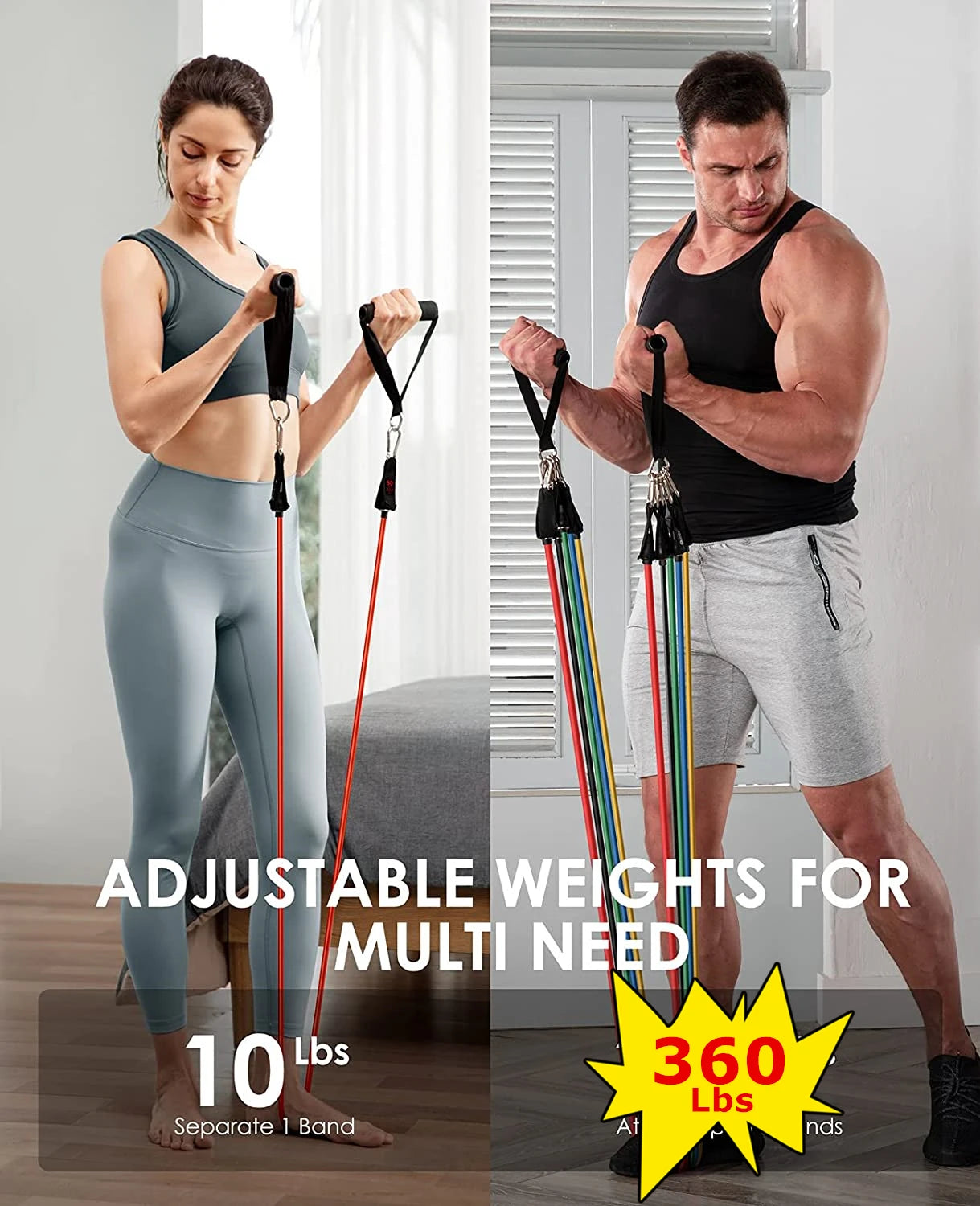 Workout Bar Fitness Resistance Bands Set Pilates Yoga Pull Rope Exercise Training Expander Gym Equipment for Home Bodybuilding