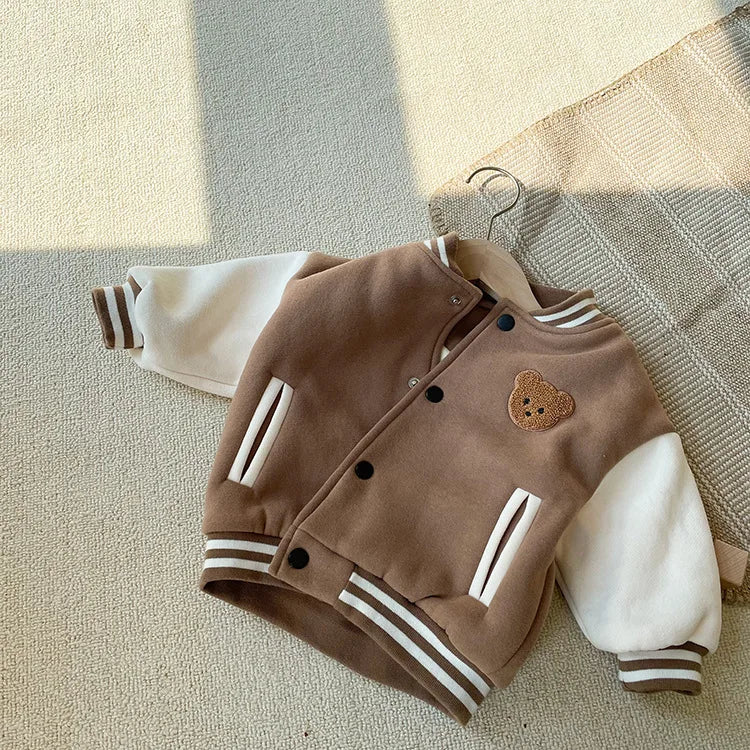 Baby Jacket Casual Baseball Uniform Jacket Outerwear Kids Coat Toddler Infant Baby Boys Girls Clothes Cute Fleece Winter Warm