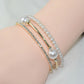 Crystal Pearl Bracelet Ladies Rhinestone Multi-layer Adjustable Bangles Cuffs Gold Silver Plated Charm Bracelets Jewelry Gift