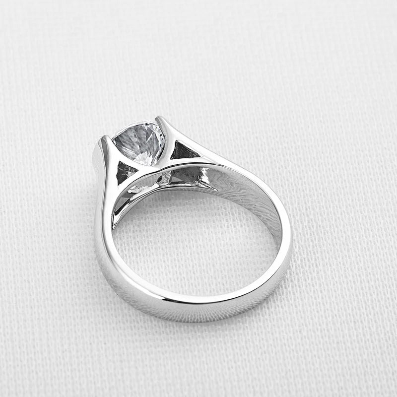 Anziw Real 925 Silver 2 Carat Moissanite Wedding Ring For Women Solitaire Promise Finger Ring Certified Jewelry 18K Gold Plated