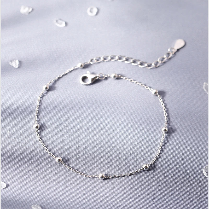 925 Sterling Silver Round Beads Bracelet Small Cute Accessories Female Simple Personality Exquisite Bracelet Student Jewelry Gif