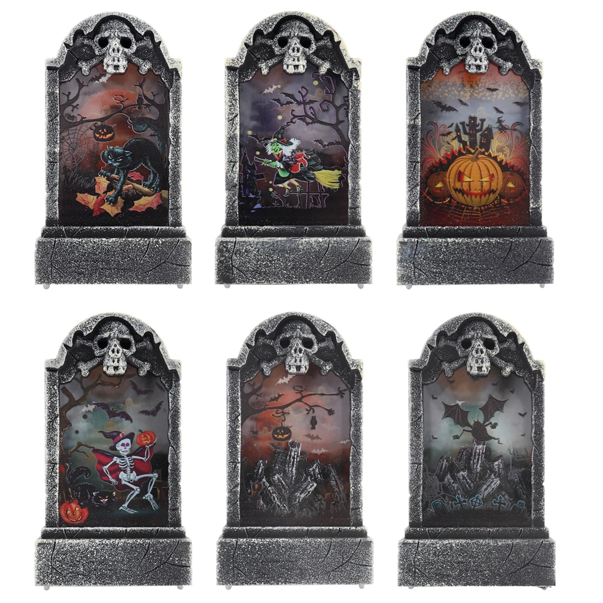 Halloween LED Tombstone Light Glowing Decoration Horror Happy Halloween Party Home Garden Decor Retro Simulation Gravestone Lamp