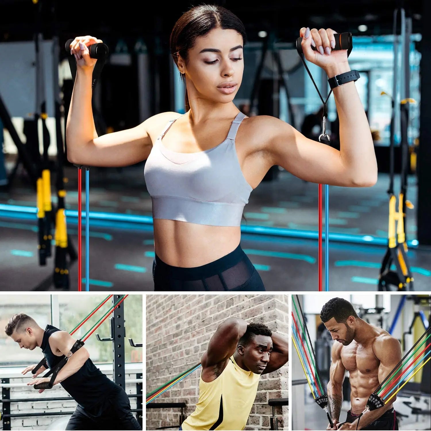 Workout Bar Fitness Resistance Bands Set Pilates Yoga Pull Rope Exercise Training Expander Gym Equipment for Home Bodybuilding