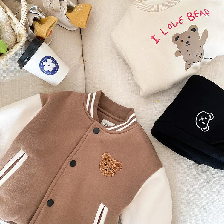 Baby Jacket Casual Baseball Uniform Jacket Outerwear Kids Coat Toddler Infant Baby Boys Girls Clothes Cute Fleece Winter Warm