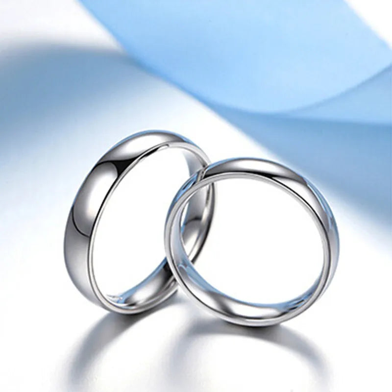 Buyee 925 Sterling Silver Couples Ring Sets Light Polishing Simple Ring Finger for Woman Man Classic Wedding Fine Jewelry Circle