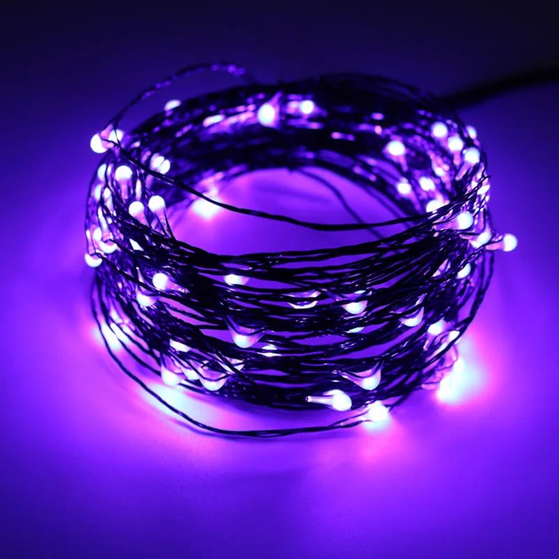 10M 100 LED Lights Decoration Halloween Black Wire Orange Purple Color Halloween Decoration Fairy Lights for Home Decor