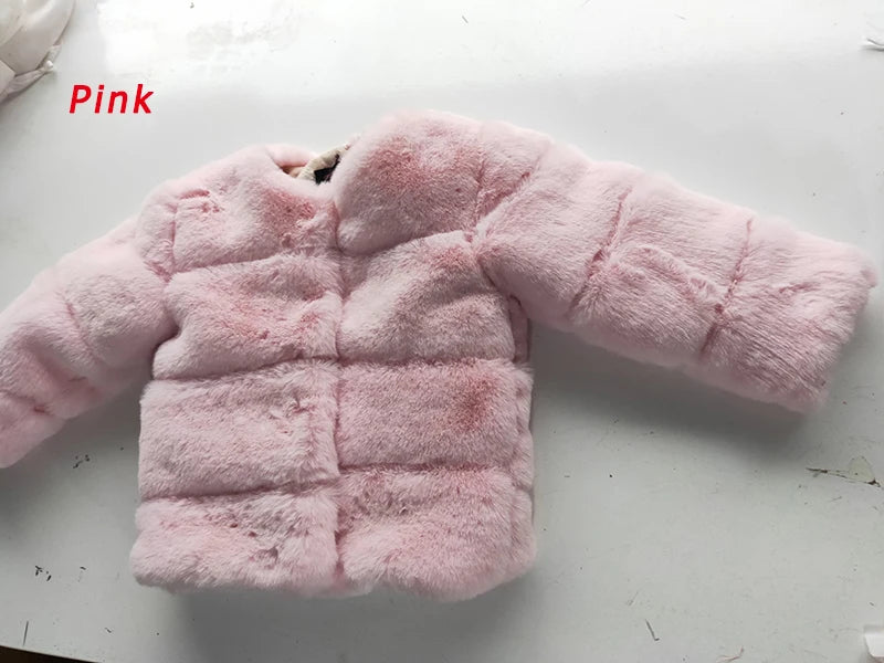 Baby Girls Faux Fur Coat Winter Children Girls Long Sleeve Christmas Jacket Warm Kids Girls Snow Coat Girls Outerwear Clothing