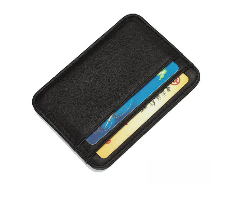 New Slim 100% Sheepskin Genuine Leather Men's Wallet Male Thin Mini ID Credit Card Holder Small Cardholder Purse For Man