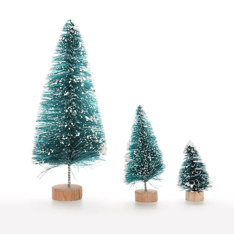 1/3/6 Pcs Miniature Christmas Tree Small Artificial Sisal Snow Landscape Architecture Trees for Christmas Crafts Tabletop Decor