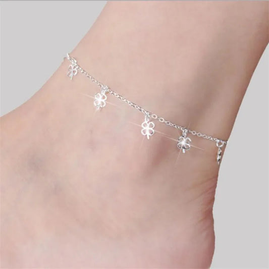 Charm Clover Anklets For Women Jewelry Trendy 925 Sterling Silver Anklet Female Party Accessories Girls Bracelet