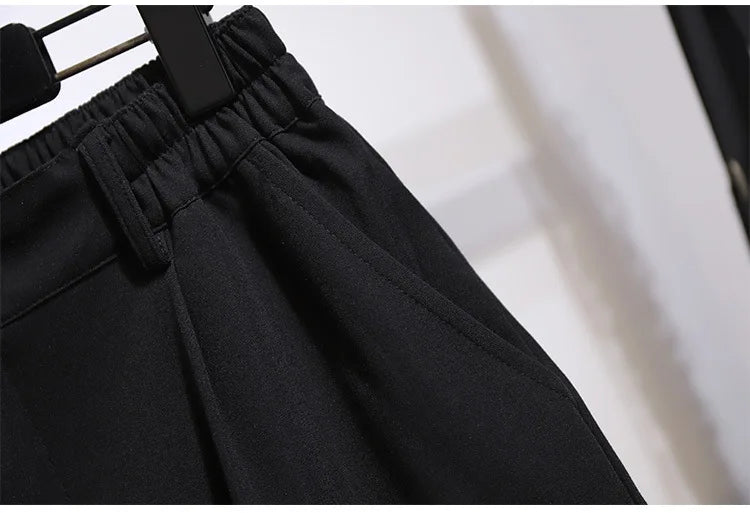 150Kg Plus Size Women's Summer Casual High-Waisted Wide-Leg Shorts 5XL 6XL 7XL 8XL 9XL Thin A-Line Shorts Black