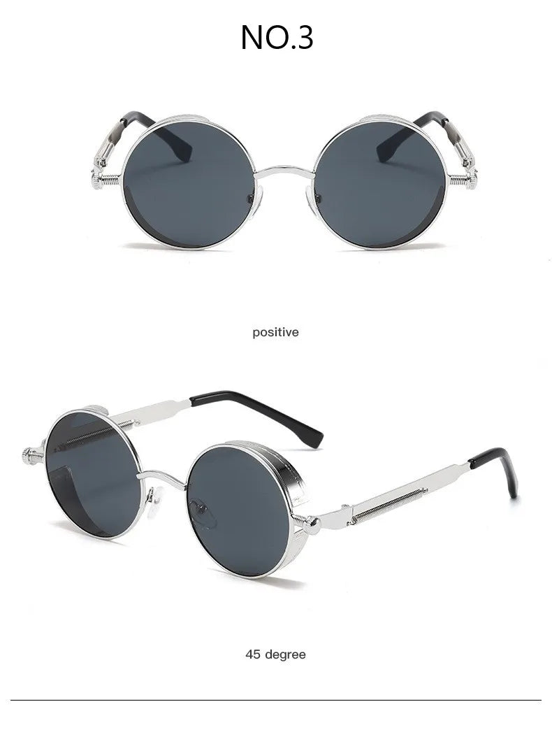 Metal Steampunk Sunglasses Men Women Fashion Round Glasses Brand Designer Vintage Sun Glasses High Quality Oculos de sol 2021