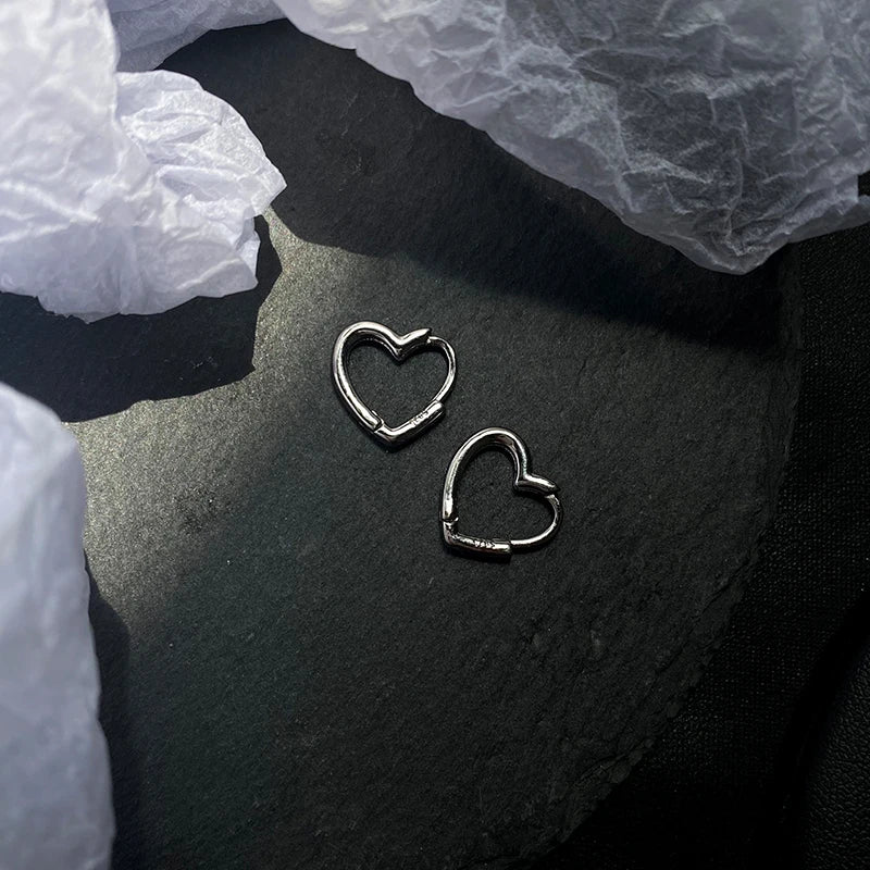 925 Silver Heart Huggie Hoop Earrings for Women | Bulbusbow - Trendy & Unique Sterling Plata Earrings