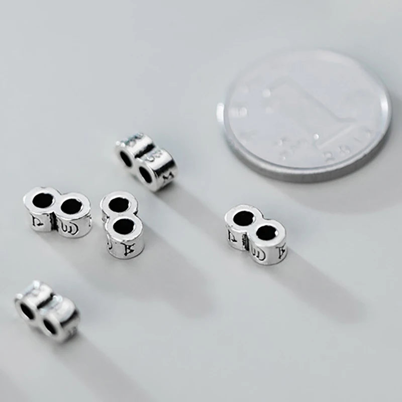 MEETSOFT Trendy 925 Sterling Silver 4mm Double Hole Space Bead Charms Handmade Of DIY Fine Jewelry Necklace wholesale Accessory