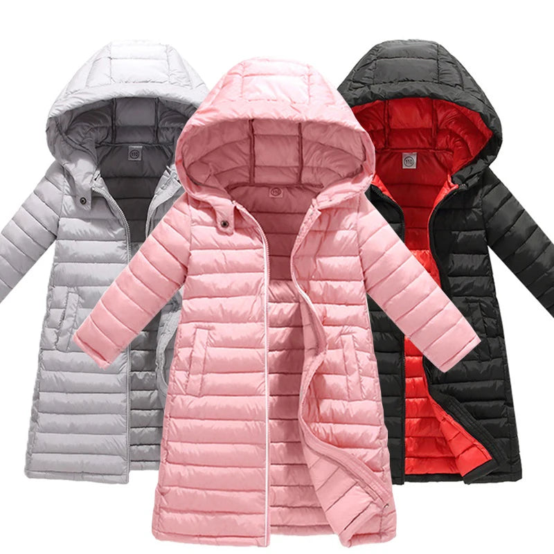 Children Down Coat Winter Teenager Thickened Hooded Cotton-padded Parka Coat Kids Warm Long Jackets Toddler Kids Outerwear