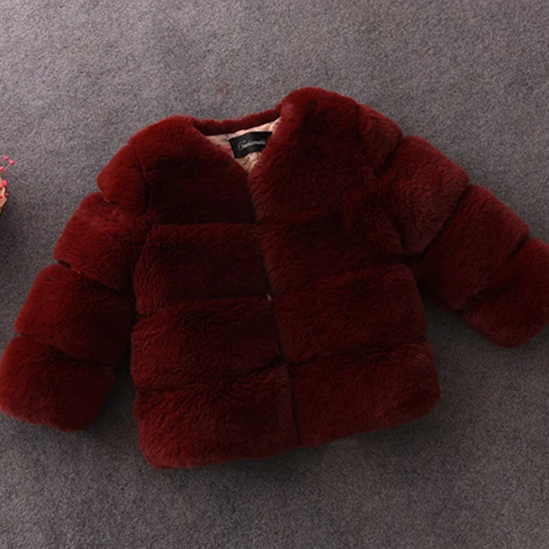 Baby Girls Faux Fur Coat Winter Children Girls Long Sleeve Christmas Jacket Warm Kids Girls Snow Coat Girls Outerwear Clothing