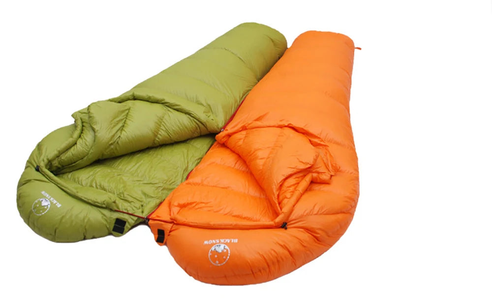 Very Warm White Goose Down Filled Adult Mummy Style Sleeping Bag Fit for Winter Thermal 4 Kinds of Thickness Travel Camping