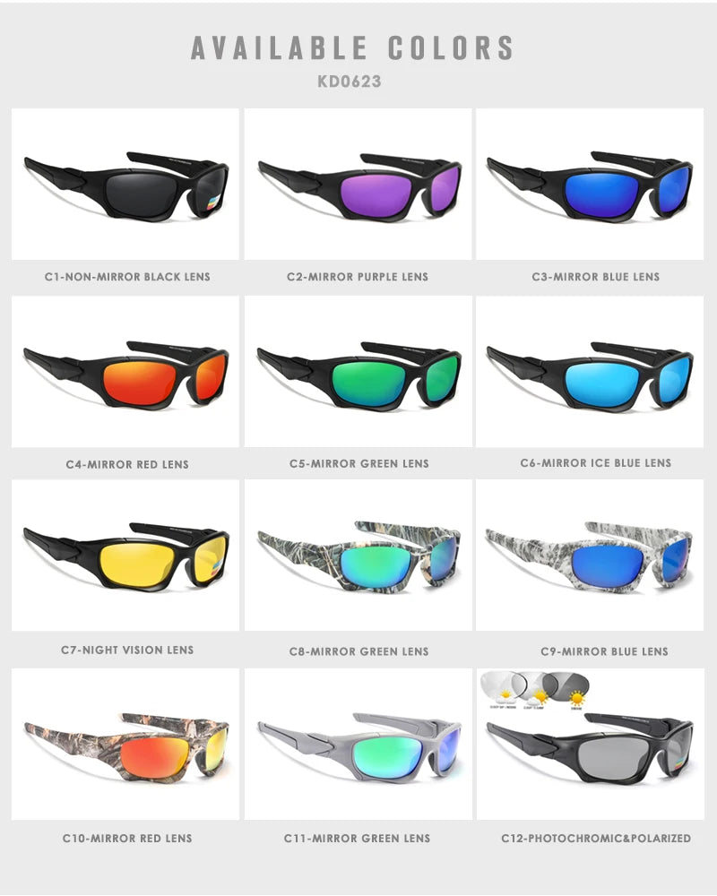 KDEAM Outdoor Sports Polarized Sunglasses Men Curve Cutting Frame Stress-Resistant Lens Shield Sun Glasses Women KD0623