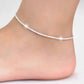 OMHXZJ Wholesale European Fashion Woman Girl Party Birthday Wedding Gift Simple Slim Blank 925 Sterling Silver Chain Anklet JL03