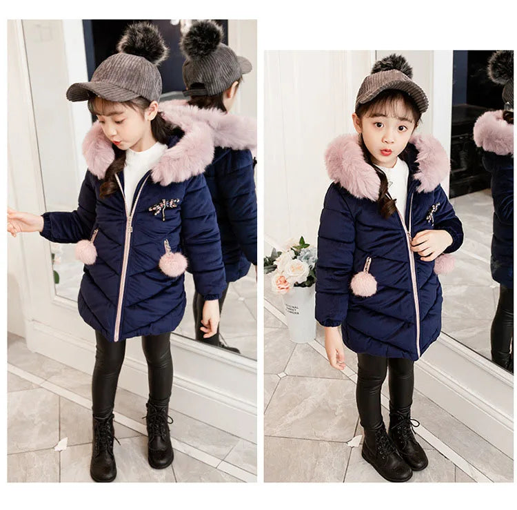 Children Down Coat Winter Teenager Thickened Hooded Cotton-padded Parka Coat Kids Warm Long Jackets Toddler Kids Outerwear