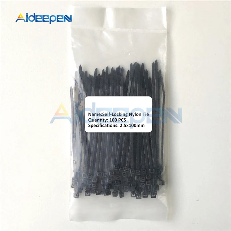 100Pcs/lot 2.5*100mm 12 Color Plastic Non-slip Wire Zip Ties Set 100mm Self-locking Nylon Durable Cable Ties