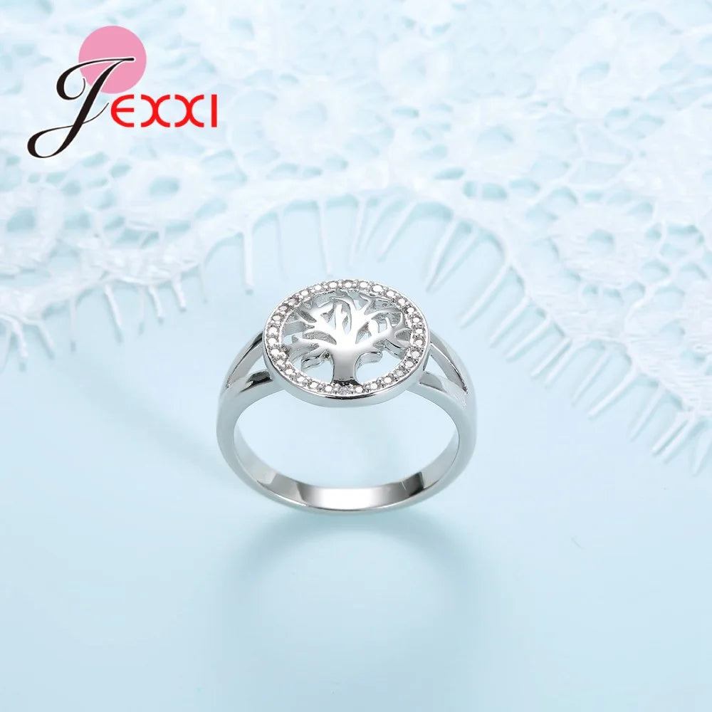 925 Sterling Silver Ring Tree Shape Women Rings Around Cubic Zircon Stone Elegant Jewelry For Women wholesale Bijoux