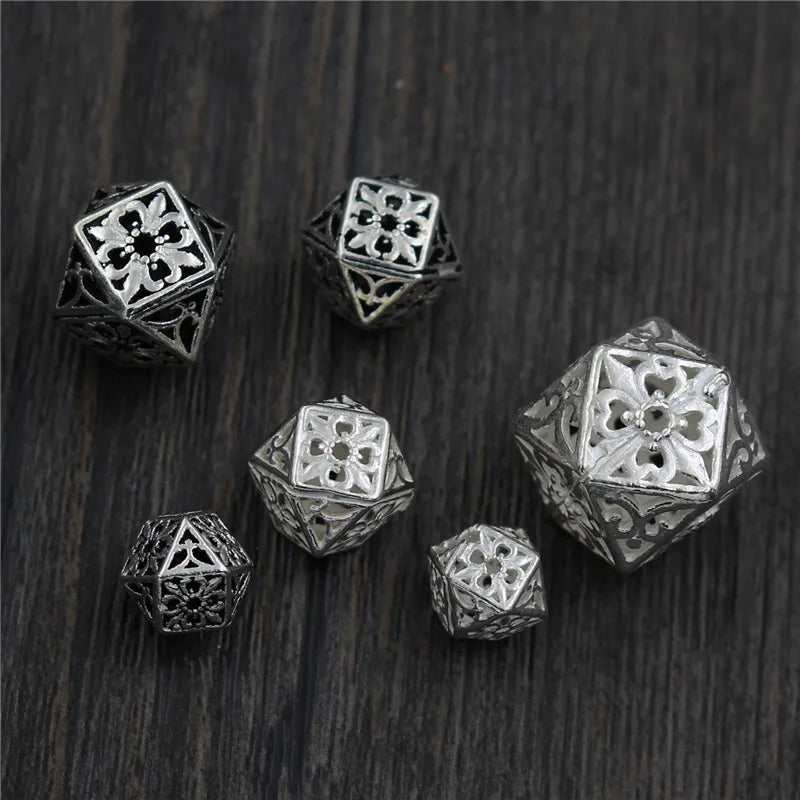 100% 925 Sterling Silver Vintage Hollow Out Flower Space Beads Craft Handmade Charm S925 Silver Loose Beads DIY Jewelry Making