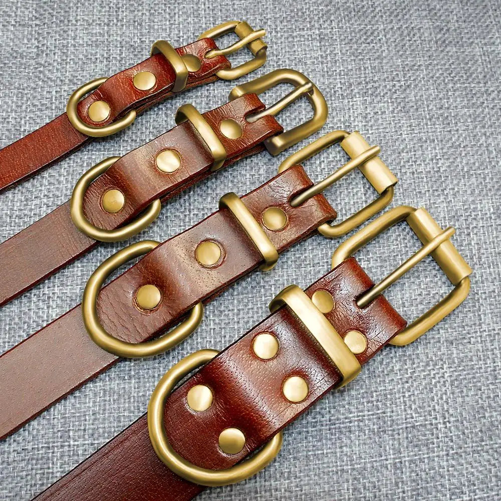 Personalized Dog ID Collar Genuine Leather Small Medium Dogs Cat Collar Custom Pet Name And Phone Number Free Engraving