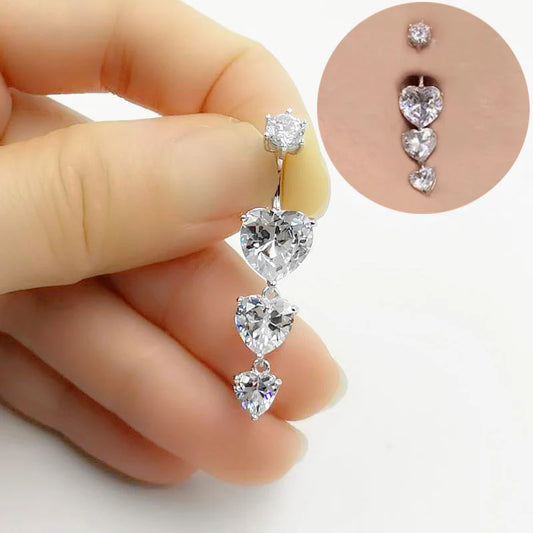 925 sterling silver belly button ring heart cubic zircon navel belly piercing jewelry