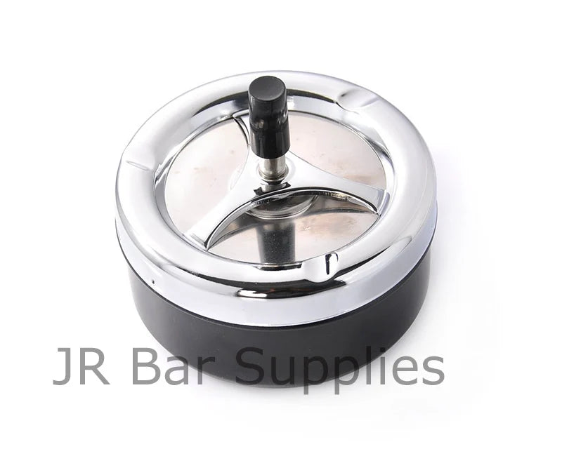 Free Shipping Round Push Down Spinning Metal Ashtray with Cigarette Cigar Smoking Smoke Ash Tray - Black