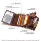 CONTACT'S Genuine Leather RFID Vintage Wallet Men With Coin Pocket Short Wallets Small Zipper Walet With Card Holders Man Purse