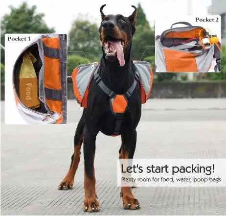 TAILUP Polyester Pet Dog Saddlebags Pack Hound Travel Camping Hiking Backpack Saddle Bag for Small Medium Large Dogs Free Gift