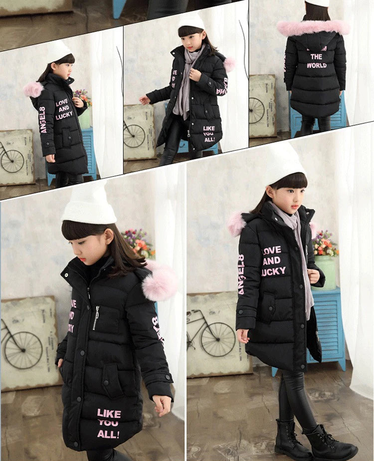 Children Down Coat Winter Teenager Thickened Hooded Cotton-padded Parka Coat Kids Warm Long Jackets Toddler Kids Outerwear