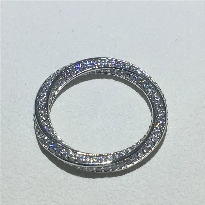 infinity ring 925 Sterling silver Micro pave AAAAA Cubic Zirconia Engagement Wedding Band Rings for women Party Jewelry