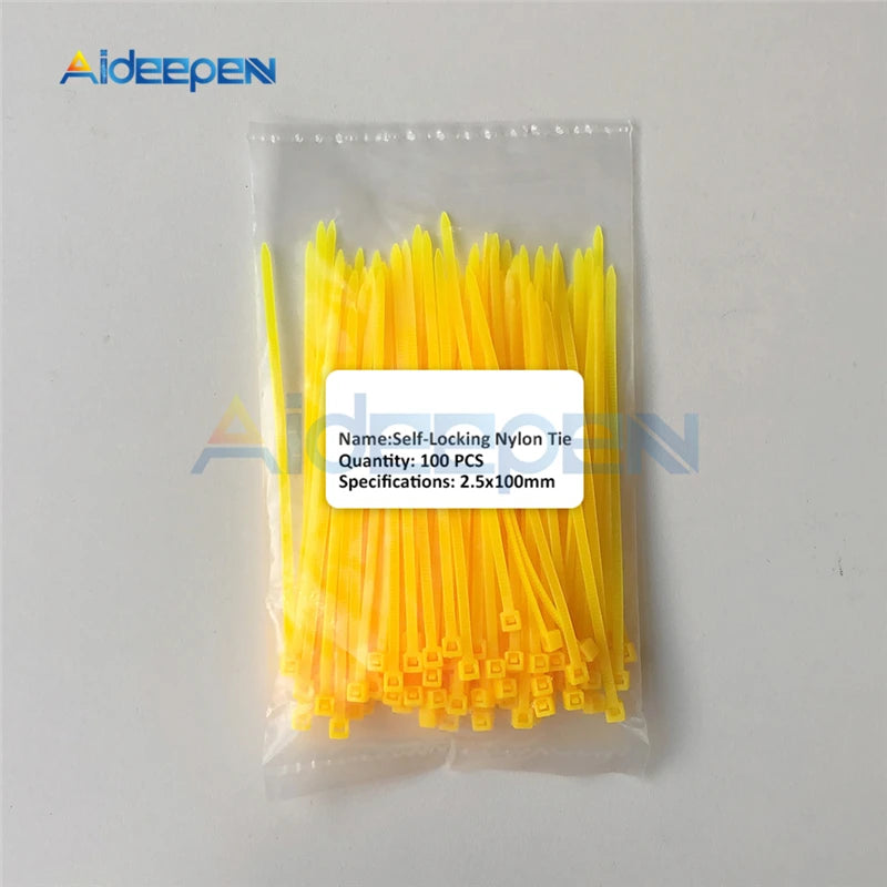 100Pcs/lot 2.5*100mm 12 Color Plastic Non-slip Wire Zip Ties Set 100mm Self-locking Nylon Durable Cable Ties