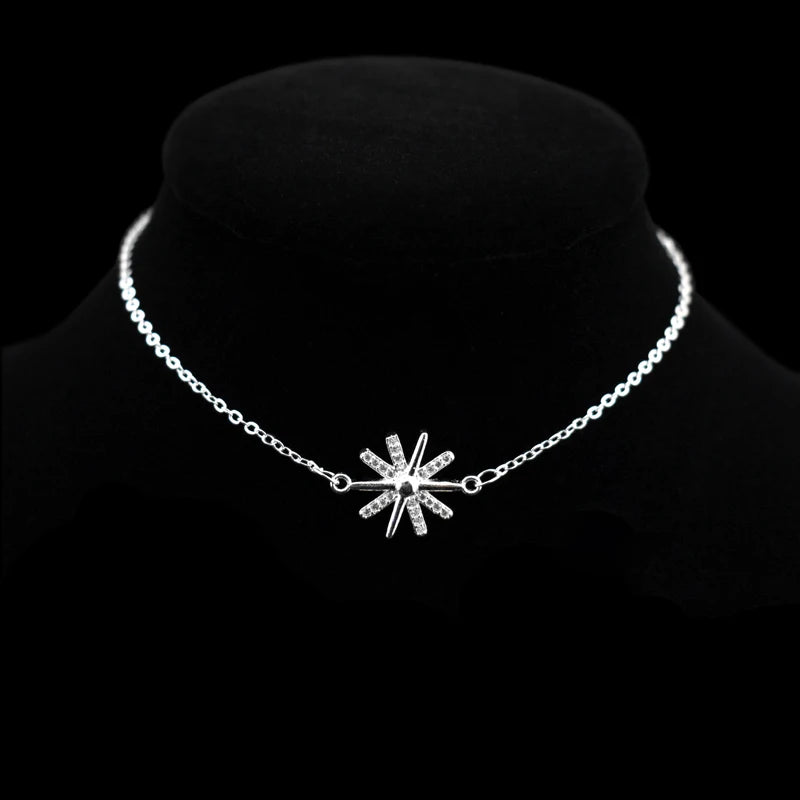 Fashion 925 Sterling Silver Sunflower Zircon Pendant Beach Anklet Rhinestone Sun Flower Women Charm Foot Chain Bracelet Jewelry