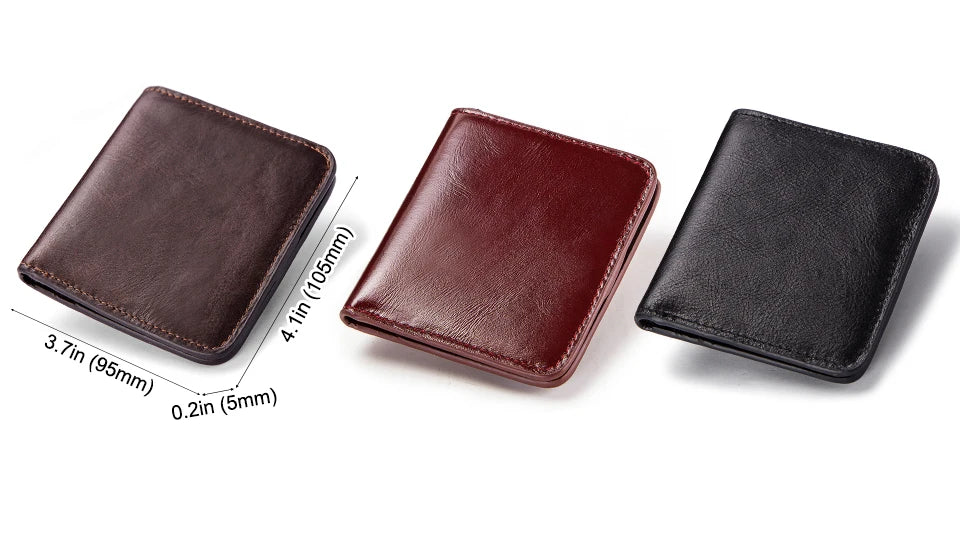 100% Genuine Leather Women's Wallet Small Mini Hasp Purse New Fashion Short RFID Blocking Card Holder With Zipper Coin Pocket