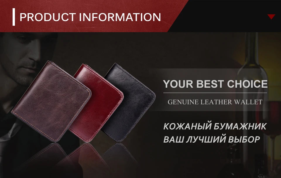 100% Genuine Leather Women's Wallet Small Mini Hasp Purse New Fashion Short RFID Blocking Card Holder With Zipper Coin Pocket