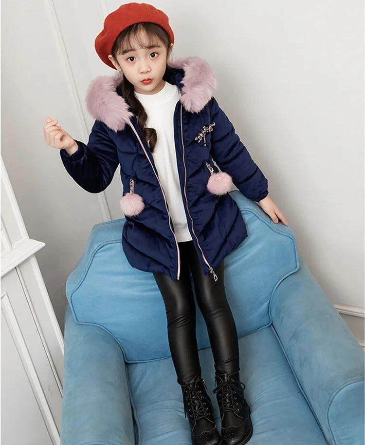 Children Down Coat Winter Teenager Thickened Hooded Cotton-padded Parka Coat Kids Warm Long Jackets Toddler Kids Outerwear