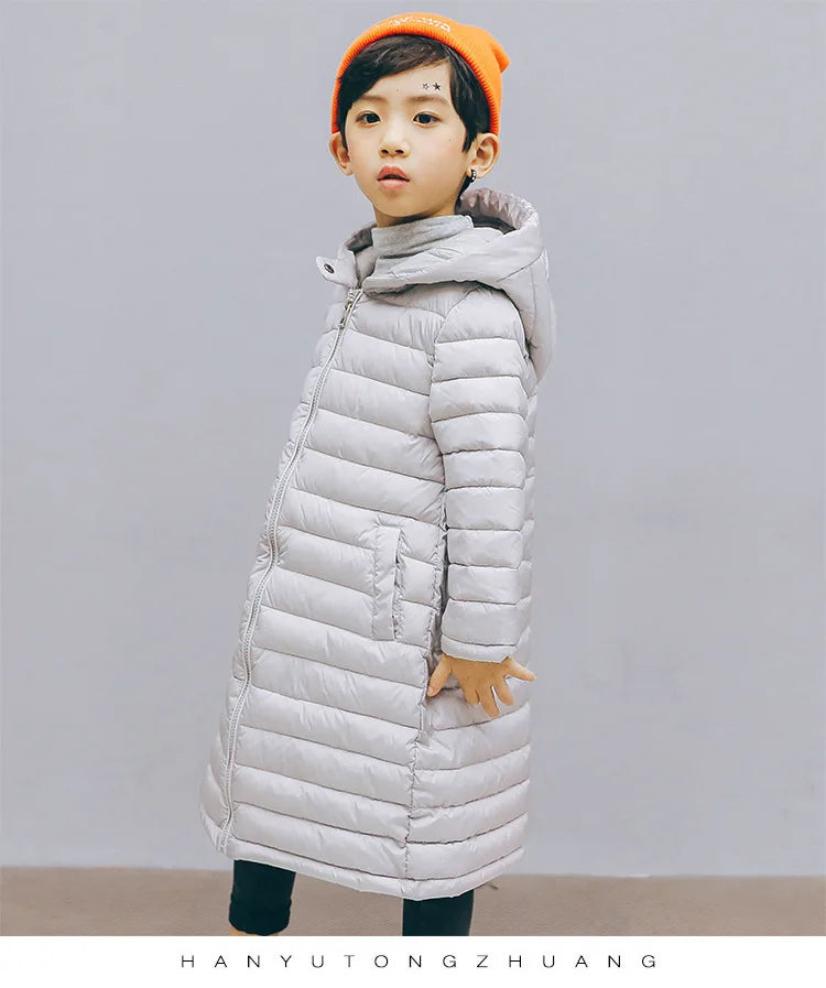 Children Down Coat Winter Teenager Thickened Hooded Cotton-padded Parka Coat Kids Warm Long Jackets Toddler Kids Outerwear