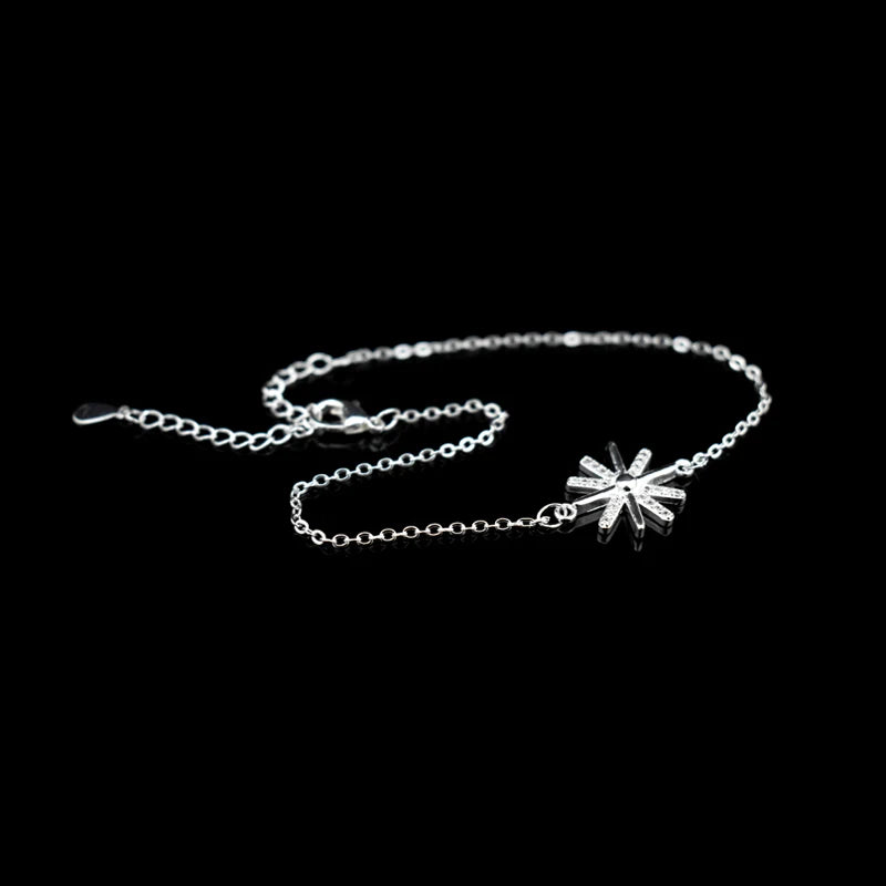 Fashion 925 Sterling Silver Sunflower Zircon Pendant Beach Anklet Rhinestone Sun Flower Women Charm Foot Chain Bracelet Jewelry