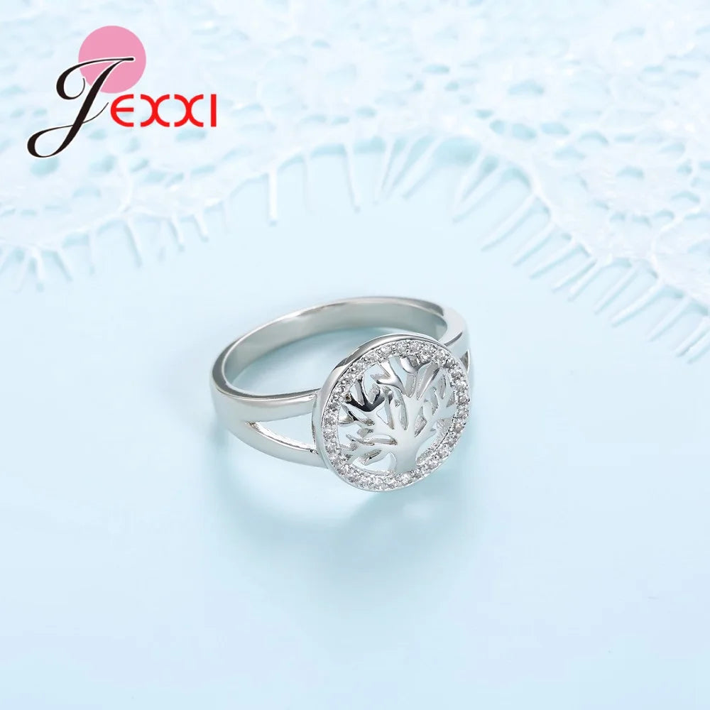 925 Sterling Silver Ring Tree Shape Women Rings Around Cubic Zircon Stone Elegant Jewelry For Women wholesale Bijoux