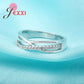 New Wide Cross Cubic Zircon 925 Sterling Silver Ring Fashion Female Jewelry Infinity Women Wedding Rings For Party