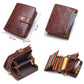 CONTACT'S Genuine Leather RFID Vintage Wallet Men With Coin Pocket Short Wallets Small Zipper Walet With Card Holders Man Purse