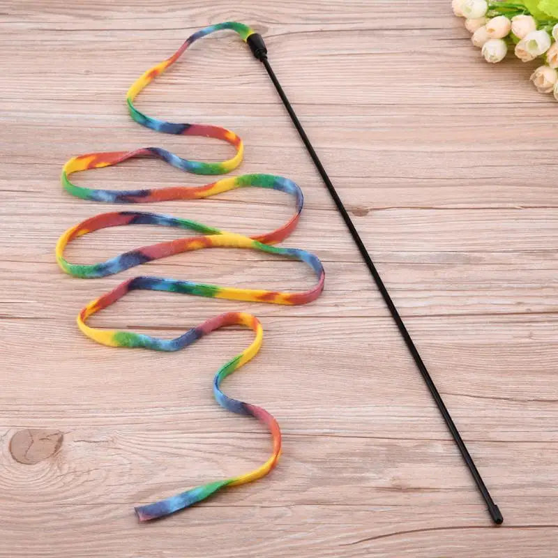 Cat Toys Cute Funny Colorful Rod Teaser Wand Plastic Pet Toys for Cats Interactive Stick Pet Teaser Cat Supplies