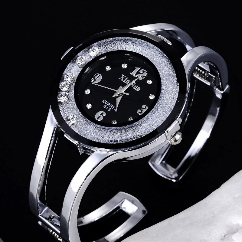 XINHUA Fashion Watches Women Stainless Steel Bracelet Bangle Rhinestone Luxury Party Dress Female Clock Relogios Feminino